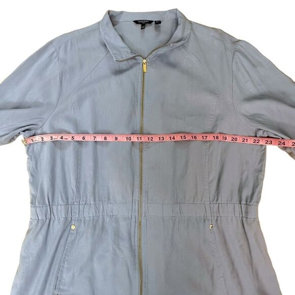 Ellen Tracy ~ Light Blue Linen Jacket ~ zipped Front closure ~ size XLARGE - Picture 10 of 12